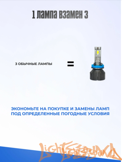 Clearlight LED LUMETECH H11 50W 6000lm 3000-8000k (2шт.)
