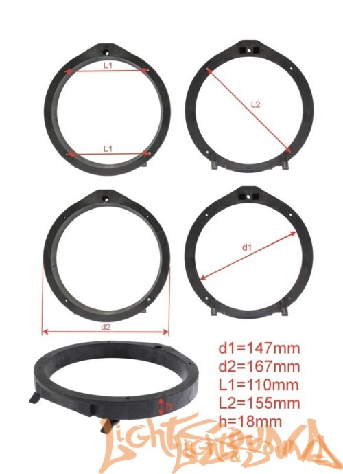 Подиумы пластиковые  POD 6.5 Honda 6,5" (16см, высокие ср.жестк.) 2шт