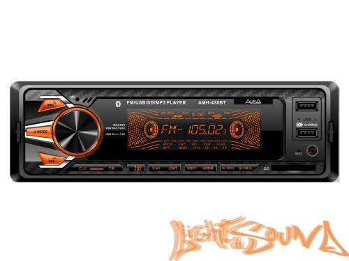 Aura AMH-430BT USB-ресивер, 4x51w, 2xUSB (1A)/SD/FM/AUX/BT, 2 RCA, iD3-TAG, мультицвет (7 цветов)