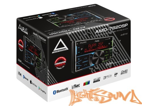 Aura AMD-782DSP 2DIN USB-ресивер, 4x51, USB/FM/AUX/BT,3RCA,DSP, RGB-подсветка