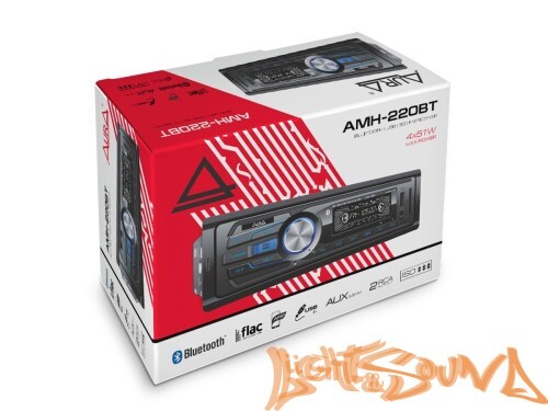 Aura AMH-220BT USB-ресивер, 4x51w, USB SD/FM/AUX/BT, 2 RCA, VA дисплей, синяя подсветка