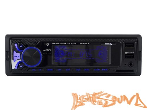 Aura AMH-420BT USB-ресивер, 4x51w, 2xUSB (1A)/SD/FM/AUX/BT, 2 RCA, iD3-TAG, мультицвет (7 цветов)