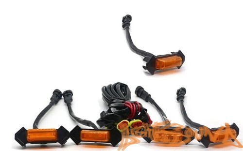 Ходовые габаритные огни в решетку радиатора черные, оранжевый цвет 12В, 5шт