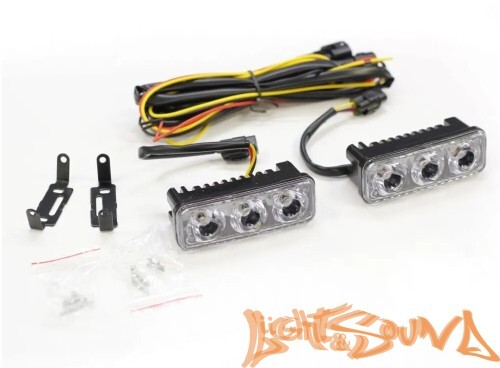 Ходовые огни ДХО 3 LED с функцией поворотника, 2шт