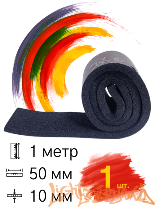 Шумоизоляция LS Ultra Soft 10 в деталях (50мм х 1м x 10мм)