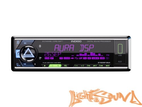 Aura INDIGO-876DSP USB-ресивер, 4х51w, USB (1.2A)/FM/AUX/BT,4RCA,DSP,RGB подсветка