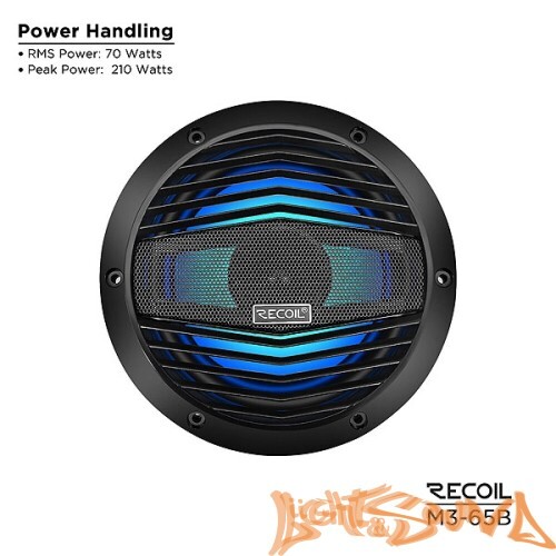 Recoil M3-65B Marine 6.5" (16,5 см), 2-полосная коаксиальная акустическая система для катера,чёрные