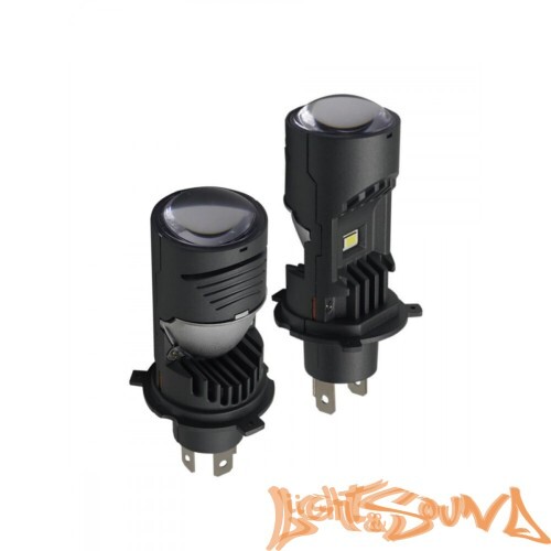 Светодиодные мини линзы SVS A10-PRO H4, 3000Lm, 6000K, 12V, кулер, 2шт