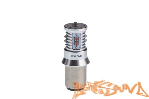 Optima MINI P21/5W, RED, CAN, CREE XB-D*10, 5500K, 50W, 12V (BaY15D), двухконтактная, 1шт