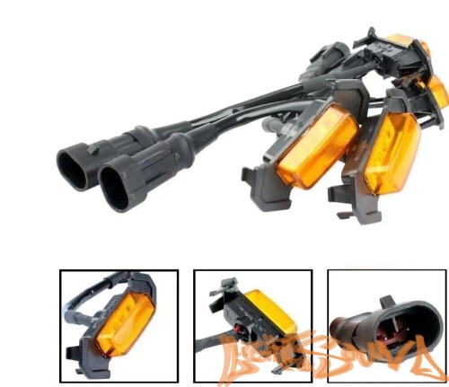 Автомобильная подсветка решетки радиатора, янтарный цвет 12V/2,2W, 4шт