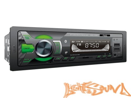 Aura AMH-105BT USB-ресивер, 4x36w, 2xUSB SD/FM/AUX/BT, LED дисплей, зеленая подсветка