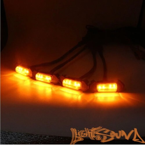 Ходовые габаритные огни в решетку радиатора черные, оранжевый цвет 12В, 5шт