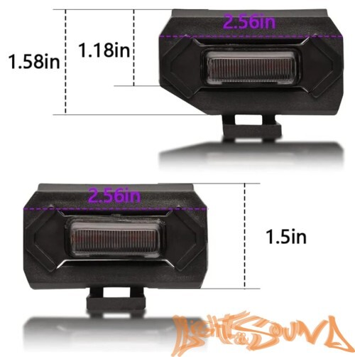 Ходовые габаритные огни в решетку радиатора черные прямоугольные, оранжевый цвет 12В, 4шт