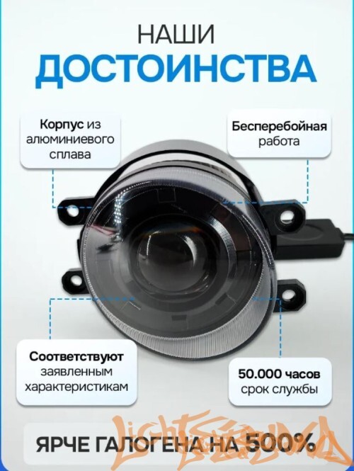 Светодиодные линзы ПТФ EALIGHTS Toyota, Lexus 12-24V, 60W, 5500K (1шт)