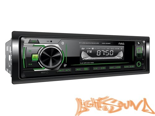 Aura AMH-204BT USB-ресивер, 12-24в 4x36w, USB/SD/FM/AUX, 1 RCA, зелёная подсветка