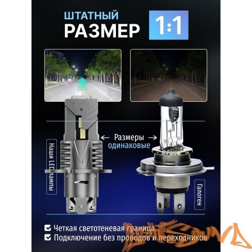 SVS Compact Light H4/H19, 3000Lm, 12V, 30W, 2шт