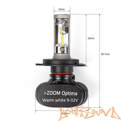 Светодиод головного света Optima i-Zoom H4 LED, Seoul-CSP, Warm White, 9-32V (2шт)