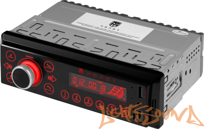 УРАЛ МОЛОТ USB, SD/MMC-рессивер с функцией Bluetooth АРС-МТ 333красный