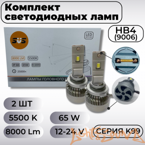 SVS серия K99 8000Lm HB4, 9-32V, 65W, 2шт