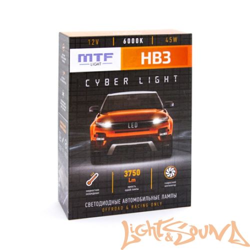 Светодиод головного света MTF Light, Cyber Light, 3750lm, 12V, 45W, 6000K, HB3(9005) (2шт)