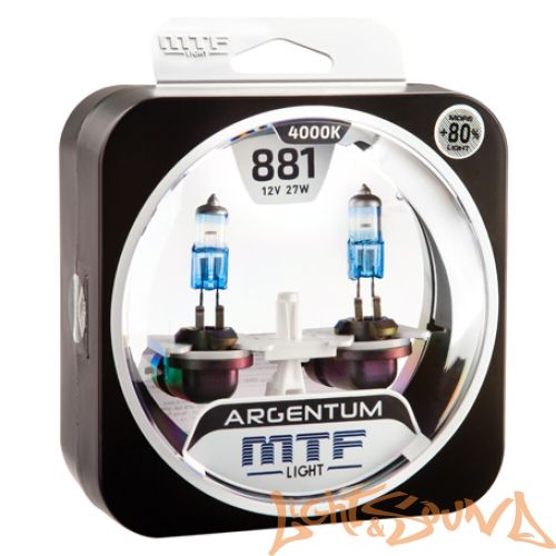 MTF ARGENTUM +80% H27/881, 12V, 27W Галогенные лампы (2шт)