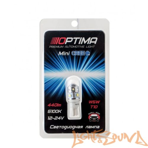 Optima MINI W5W (T10), CAN, CREE XB-D*6, 5500K, 12V, 1 шт