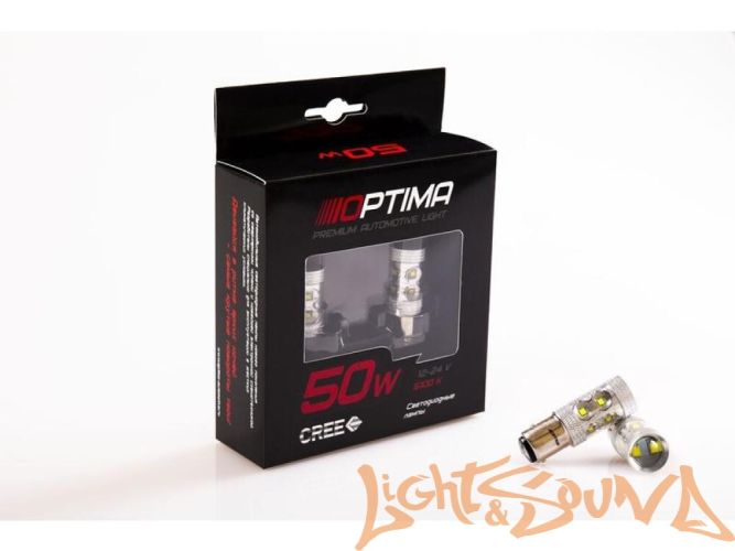 Optima Premium P21/5W CREE*10 LED*5W, 5100K, 50W, 12V (BaY15D), 1шт