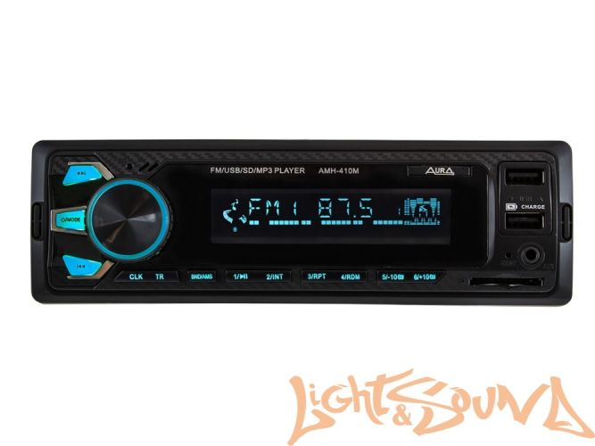 Aura AMH-410MQ USB-ресивер, 4x51w, 2xUSB (2A)/SD/FM/AUX, 2 RCA, iD3-TAG, мультицвет (7 цветов)