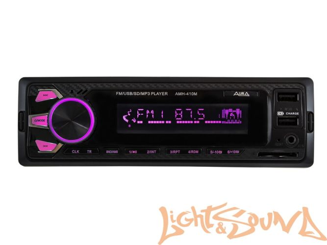 Aura AMH-410MQ USB-ресивер, 4x51w, 2xUSB (2A)/SD/FM/AUX, 2 RCA, iD3-TAG, мультицвет (7 цветов)