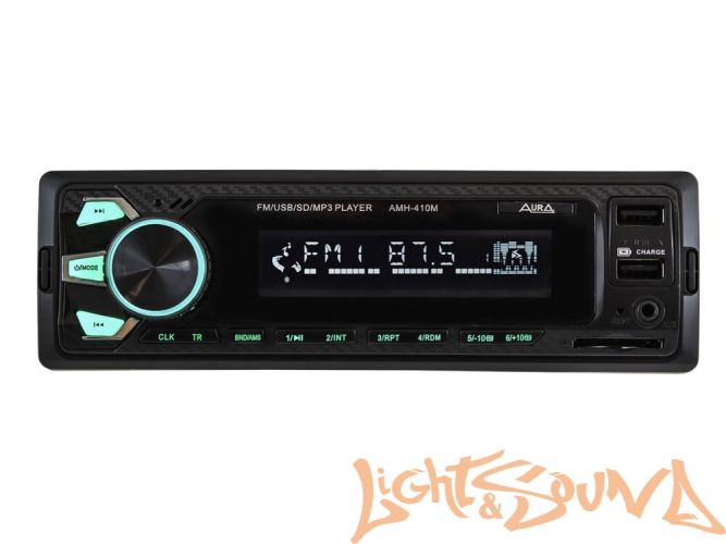 Aura AMH-410MQ USB-ресивер, 4x51w, 2xUSB (2A)/SD/FM/AUX, 2 RCA, iD3-TAG, мультицвет (7 цветов)