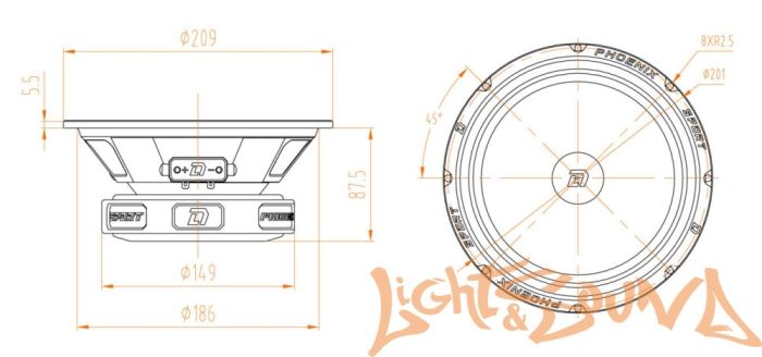 DL Audio Phoenix Sport 200 среднечастотные динамики (комплект)