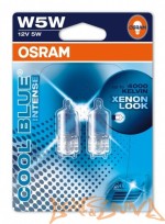  Osram W5W 12V, 5W Cool Blue Intense (Blister) Лампа накаливания (2шт)