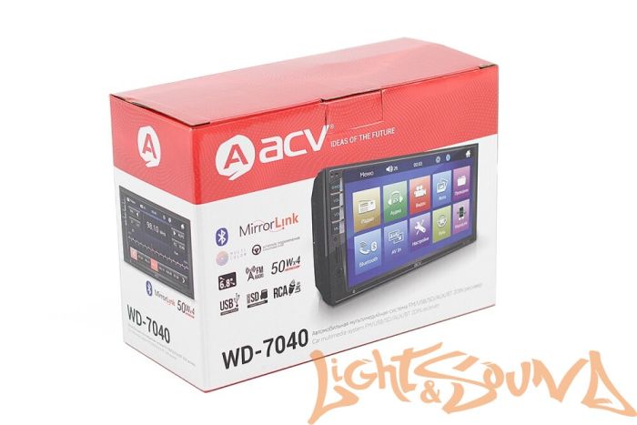 ACV WD-7040N 2DIN (800x480) 4x50, USB/SD/FM/AUX/BT/WMA/MiltiColor/Equalizer/MirrorLink, 7 дюймов