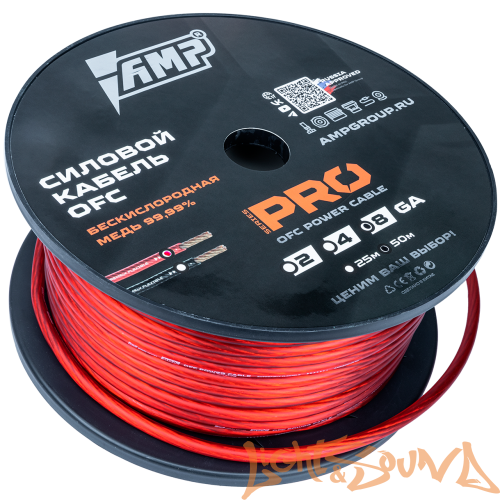 AMP PRO 100% Кабель силовой, OFC Extremely flexible, 8GA/8мм2 красный, 50м в катушке