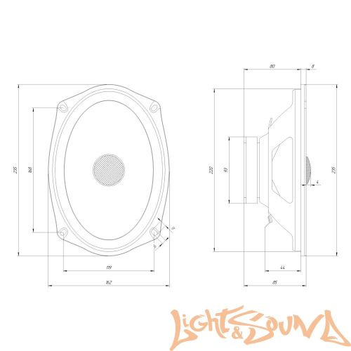 Oris Electronics FT-692 6x9" (16x23 см) 2-полосная коаксиальная акустическая система