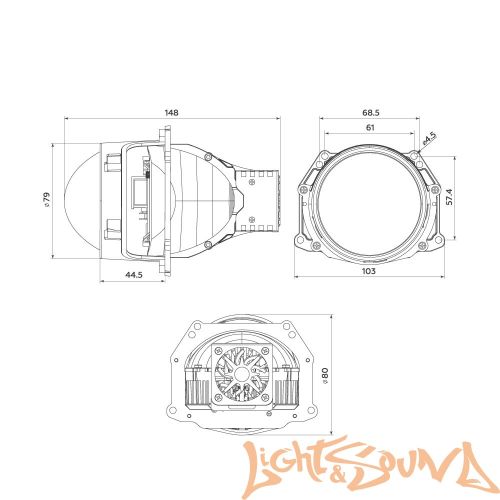 Бидиодная линза MTF light Bi-LED Cyber Light 12V ближ/дальний 57/67Вт, 3", 6000K, 1шт