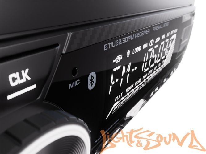 Aura Fireball-304BT USB-ресивер, 12-24V 4x36w, USB SD/FM/AUX/BT, 2 RCA, VA, белая подсветка