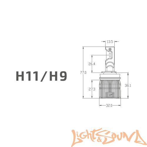 MTF Light, Cyber Light PRO, 6500lm, 12V, 65W, 6000K, кулер, H11/H9 (2шт)