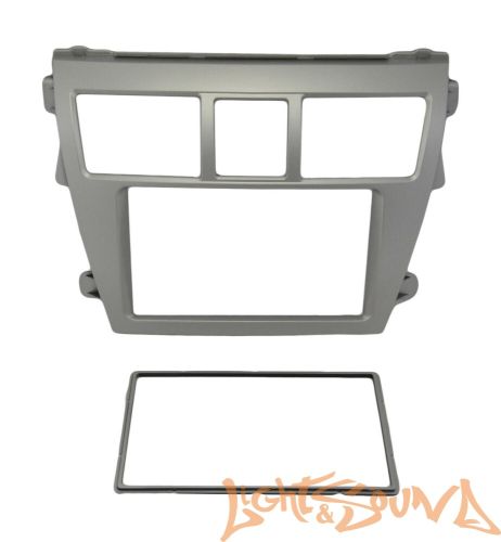 Переходная рамка для Toyota Belta 2005-2012 Yaris Sedan 2006+, Vios 2007+ 2 din, серебристая