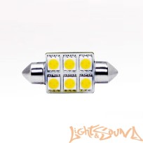  MTF LightSV 8,5 10*36 mm 6 LED салонная 12V 1W 100 Лм 5000K(Белый) c обм.1 шт