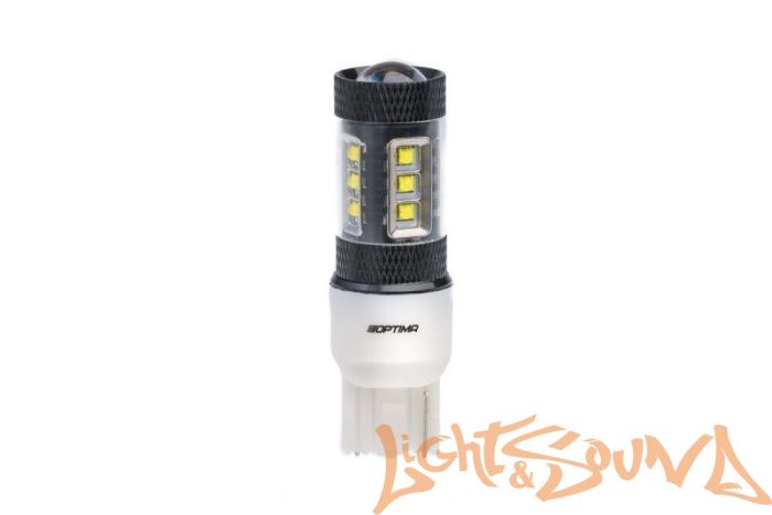 Optima Premium W21W 7440 CREE*10, 5100K, 80W, 12V (W3X16b), 1шт