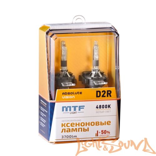 Ксеноновая лампа MTF Light D2R, ABSOLUTE VISION +50%, 3800lm, 4800K, 35W, 85V, 1шт