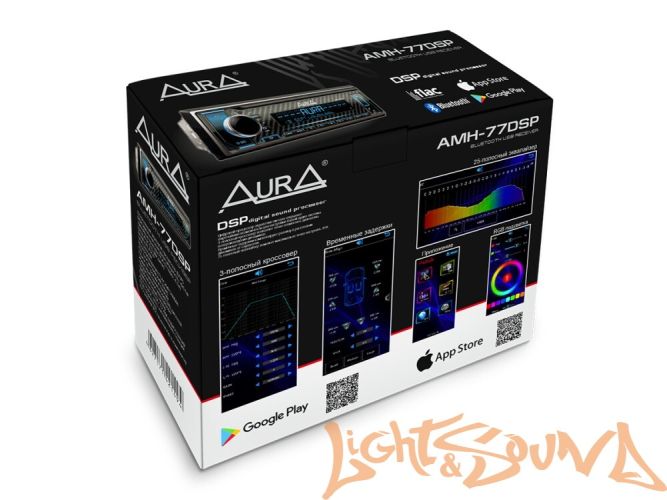 Aura AMH-77DSP USB-ресивер, 4х51w, USB (1.2A)/FM/AUX/BT,3RCA,DSP 2/3way,iD3-TAG,16.5 млн. цветов