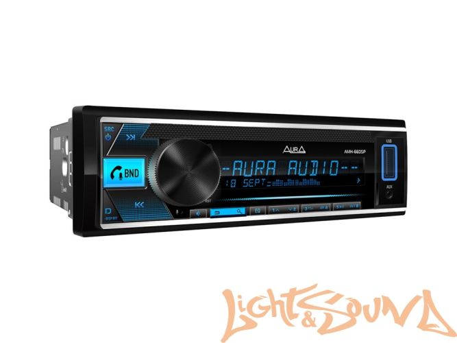 Aura AMH-66DSP USB-ресивер, без усил.,USB(1.2A)/FM/AUX/BT,3RCA,DSP 2/3way,iD3-TAG,16.5 млн. цветов