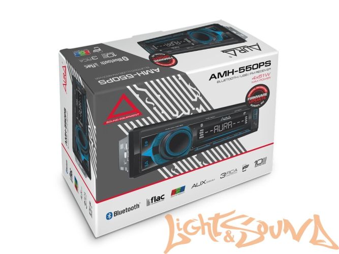 Aura AMH-550PS USB-ресивер, 4x51w, USB FM/AUX/BT, 3 RCA, VA дисплей, RGA подсветка