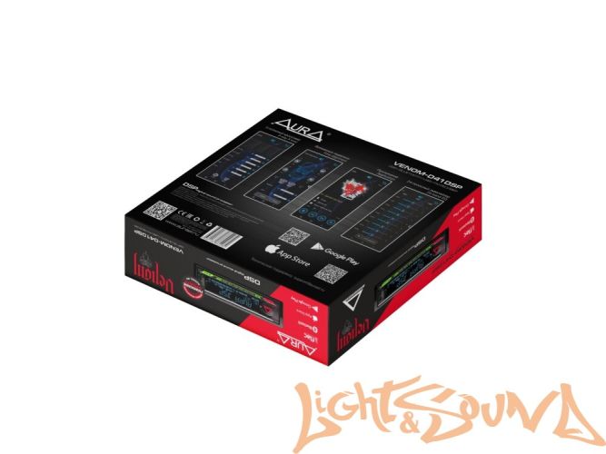 Aura VENOM-D41DSP USB-ресивер, 4х141w, USB/FM/AUX/BT,3RCA,DSP/D-SWC 2/3 way RGB-подсветка