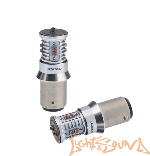 Optima MINI P21/5W, RED, CAN, CREE XB-D*10, 5500K, 50W, 12V (BaY15D), двухконтактная, 1шт