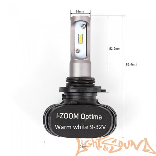 Светодиод головного света Optima i-Zoom HB4/9006 LED, Seoul-CSP, Warm White, 9-32V (2шт)