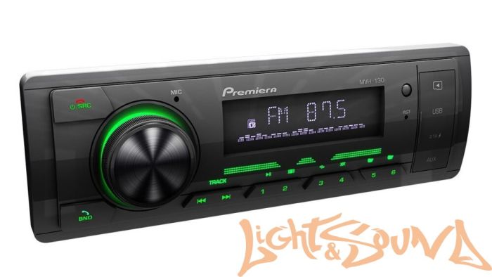 Premiera MVH-130 4 х 55 Вт, FM / USB ресивер с Bluetooth (зеленая подсветка)