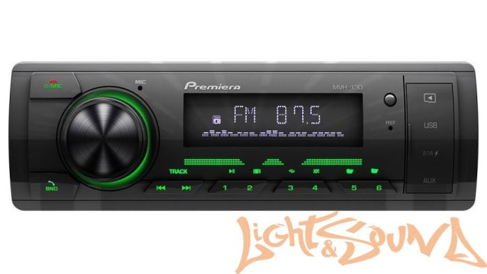 Premiera MVH-130 4 х 55 Вт, FM / USB ресивер с Bluetooth (зеленая подсветка)